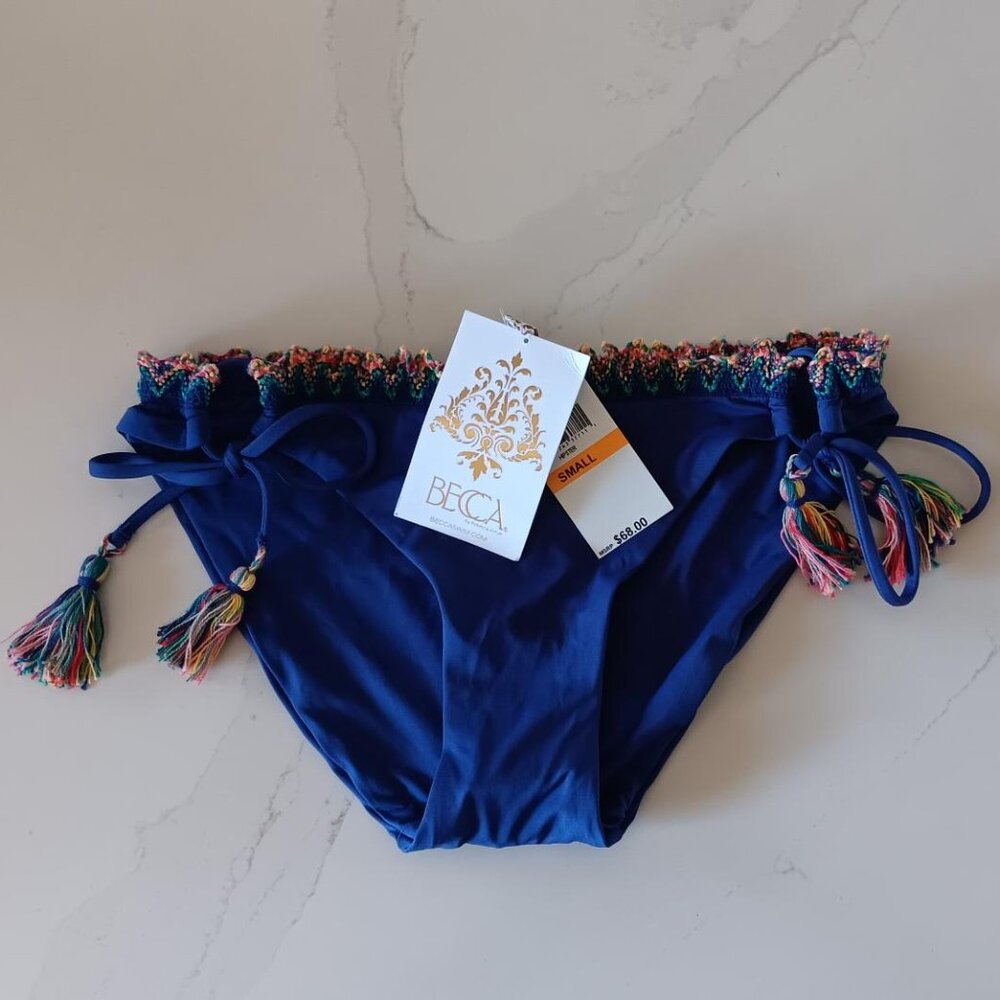 Swim Bottom BECCA Blue/Multi Colored Size S/P NEW